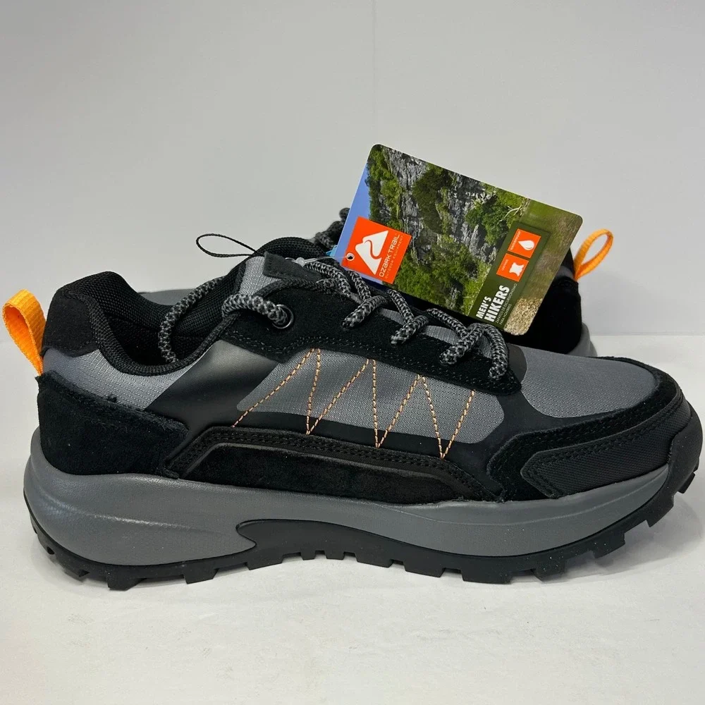 Ozark Trail Men WP Hike Low Black‎ Grey Waterproof Hiking Shoes  Men's Size 6